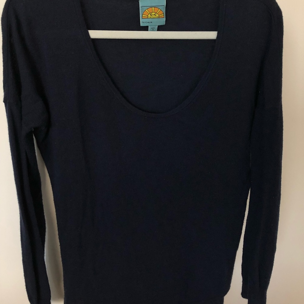 C&C California Navy Blue Cashmere Ling Sleeve